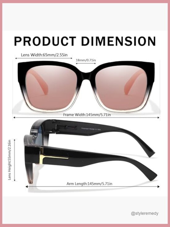 Polarized Mirrored Sunglasses Fit Over Glasses Large Square Frame main image 4